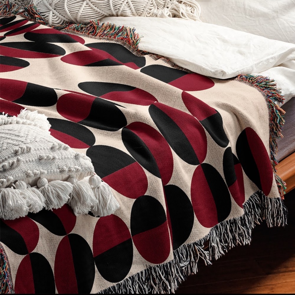 MidCentury Modern 100% Cotton Woven Throw Blanket MadeinUSA